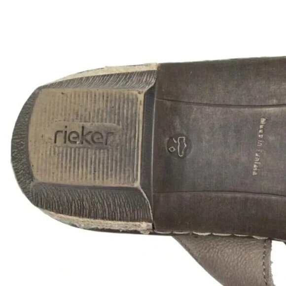 Rieker Flower Sandals Adjustable Straps Leather Slip On Brown Tan EU 40 - Picture 9 of 10